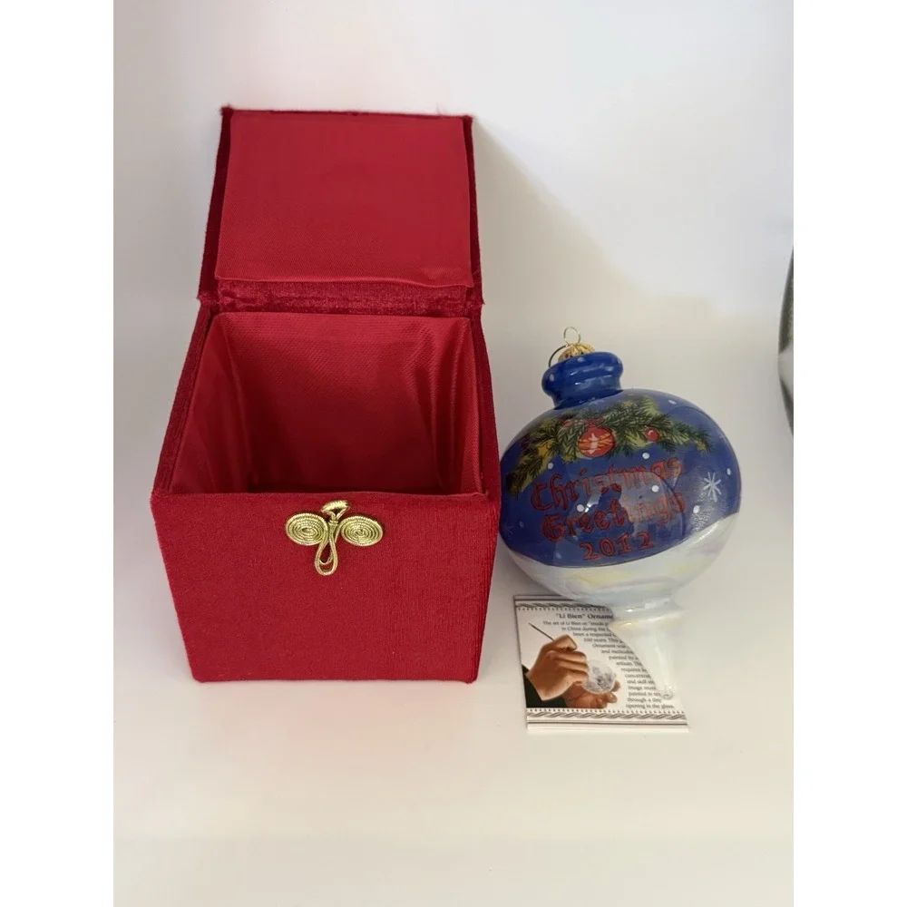 Pier 1 Le Bien Hand Painted Christmas Santa Presents Ornament In Box 2012